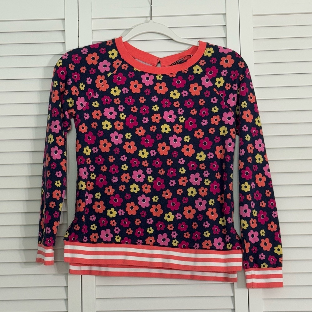 Lands' End Kids Bright Floral Girls’ Sweatshirt Twee Sz M (10-12)